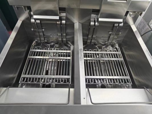 오토 리프트 전기 이중 냄비 28KW 칩 오픈 프라이어 오일 필터 시스템